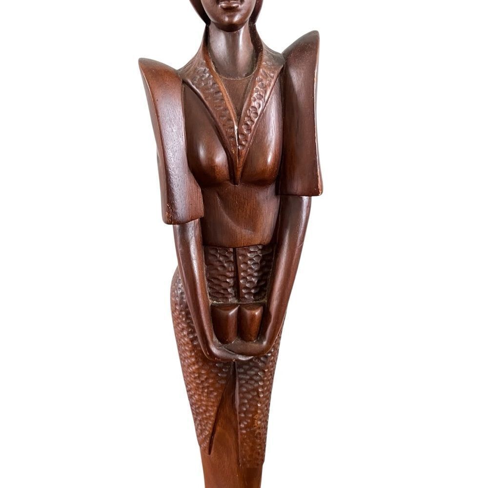 Vintage Hand Carved Wooden Indonesian Woman Goddess Statue - Picture 6 of 10